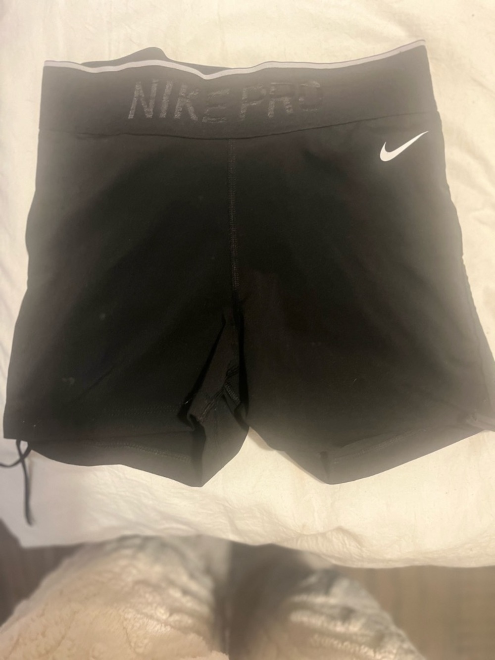 Nike Black Women's Athletic Compression Shorts with White Swoosh